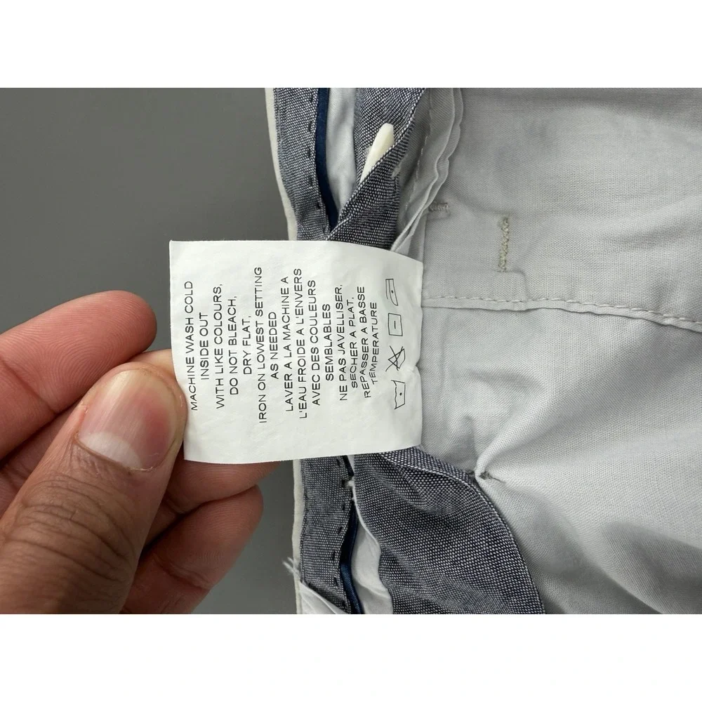 6 East Unhemmed Dress Pants Men Sz 36 Slim Fit Supima Sateen Performance Trouser